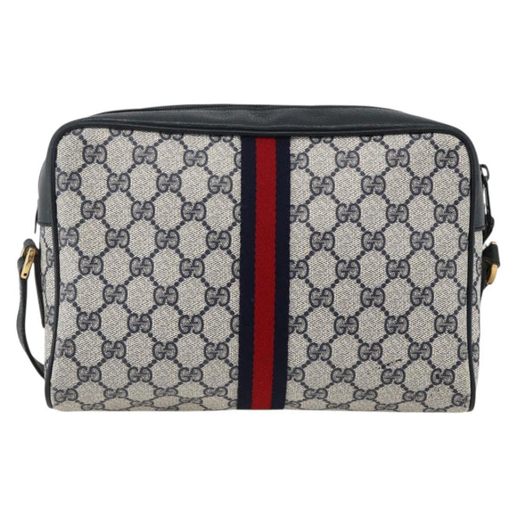 GUCCI GG Supreme Sherry Line Shoulder Bag PVC Navy Gold 24 02 005 Auth AMZ375