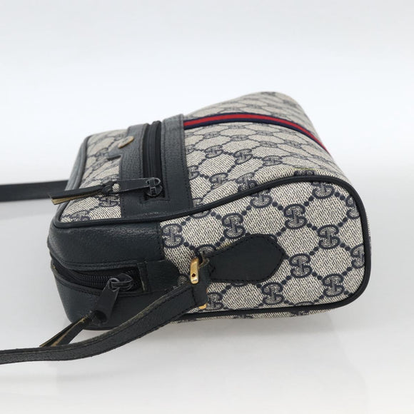 GUCCI GG Supreme Sherry Line Shoulder Bag PVC Navy Gold 24 02 005 Auth AMZ375