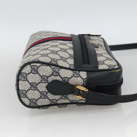GUCCI GG Supreme Sherry Line Shoulder Bag PVC Navy Gold 24 02 005 Auth AMZ375