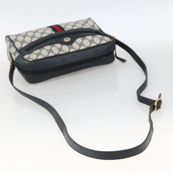 GUCCI GG Supreme Sherry Line Shoulder Bag PVC Navy Gold 24 02 005 Auth AMZ375