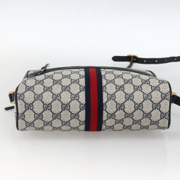 GUCCI GG Supreme Sherry Line Shoulder Bag PVC Navy Gold 24 02 005 Auth AMZ375