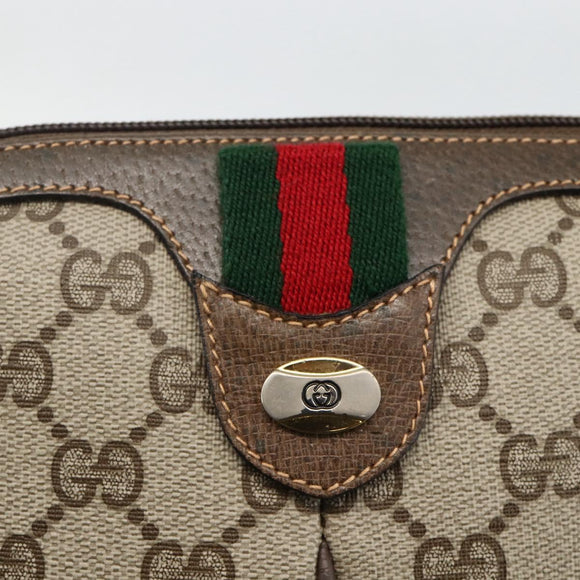 GUCCI GG Supreme Web Sherry Line Bag PVC Beige Gold 904 02 047 Auth AMZ376