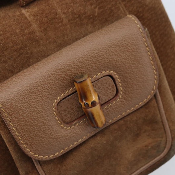 GUCCI Bamboo Backpack Suede Brown Gold 003 1705 0030 Auth AMZ377