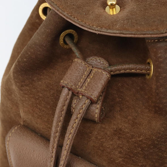 GUCCI Bamboo Backpack Suede Brown Gold 003 1705 0030 Auth AMZ377