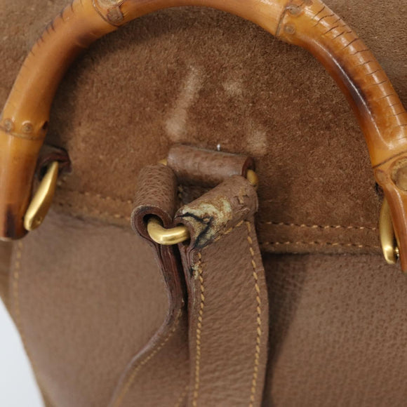 GUCCI Bamboo Backpack Suede Brown Gold 003 1705 0030 Auth AMZ377