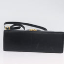 Salvatore Ferragamo Gancini Hand Bag Leather 2way Navy Gold Auth AMZ378-5