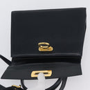 Salvatore Ferragamo Gancini Hand Bag Leather 2way Navy Gold Auth AMZ378-19