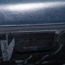 Salvatore Ferragamo Gancini Hand Bag Leather 2way Navy Gold Auth AMZ378-12