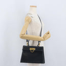 Salvatore Ferragamo Gancini Hand Bag Leather 2way Navy Gold Auth AMZ378-27