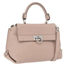 Salvatore Ferragamo Gancini Sofia Hand Bag Leather 2way Pink Silver Auth AMZ379A-1