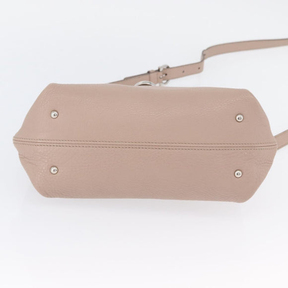 Salvatore Ferragamo Gancini Sofia Hand Bag Leather 2way Pink Silver Auth AMZ379A
