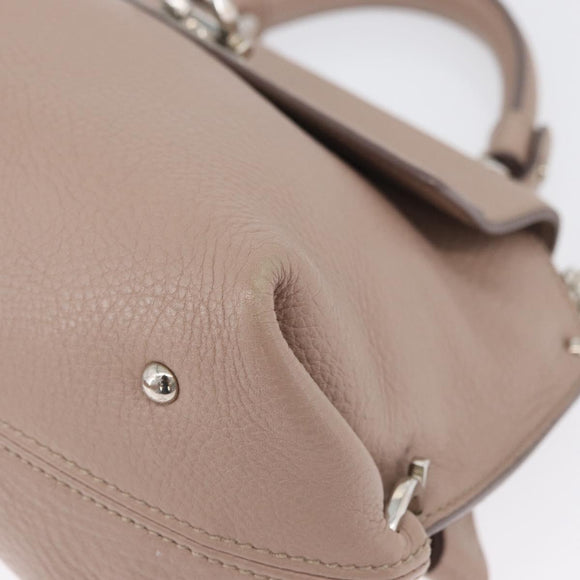 Salvatore Ferragamo Gancini Sofia Hand Bag Leather 2way Pink Silver Auth AMZ379A