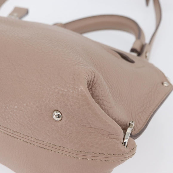 Salvatore Ferragamo Gancini Sofia Hand Bag Leather 2way Pink Silver Auth AMZ379A