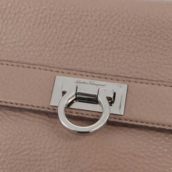 Salvatore Ferragamo Gancini Sofia Hand Bag Leather 2way Pink Silver Auth AMZ379A
