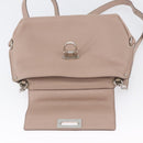 Salvatore Ferragamo Gancini Sofia Hand Bag Leather 2way Pink Silver Auth AMZ379A-21