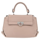 Salvatore Ferragamo Gancini Sofia Hand Bag Leather 2way Pink Silver Auth AMZ379A-13