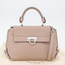 Salvatore Ferragamo Gancini Sofia Hand Bag Leather 2way Pink Silver Auth AMZ379A-12