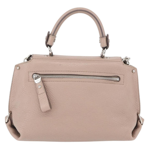 Salvatore Ferragamo Gancini Sofia Hand Bag Leather 2way Pink Silver Auth AMZ379A
