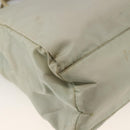 PRADA Tote Bag Nylon Beige Silver Auth AMZ381-13