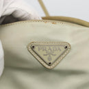 PRADA Tote Bag Nylon Beige Silver Auth AMZ381-14
