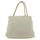 PRADA Tote Bag Nylon Beige Silver Auth AMZ381-3
