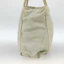 PRADA Tote Bag Nylon Beige Silver Auth AMZ381-4