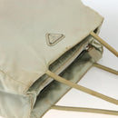 PRADA Tote Bag Nylon Beige Silver Auth AMZ381-6