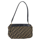 Christian Dior Trotter Canvas Shoulder Bag Navy Gold Auth AMZ388-1