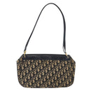 Christian Dior Trotter Canvas Shoulder Bag Navy Gold Auth AMZ388-13