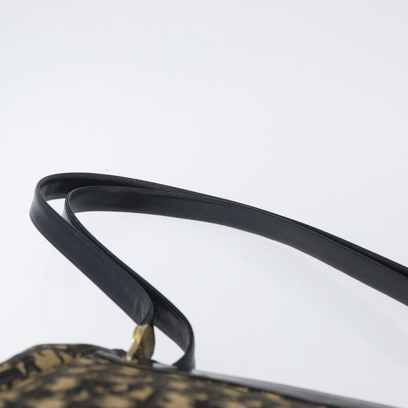 Christian Dior Trotter Canvas Shoulder Bag Navy Gold Auth AMZ388