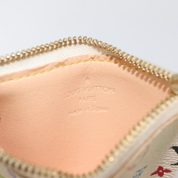 LOUIS VUITTON Monogram Multicolor Pochette Cles Purse White M92655 Auth AMZ391A