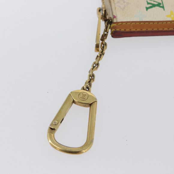 LOUIS VUITTON Monogram Multicolor Pochette Cles Purse White M92655 Auth AMZ391A