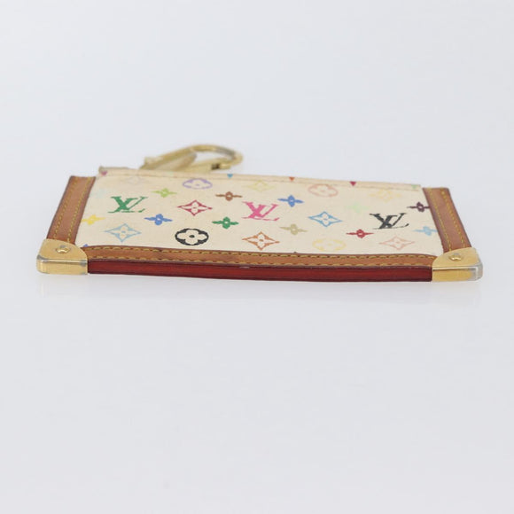 LOUIS VUITTON Monogram Multicolor Pochette Cles Purse White M92655 Auth AMZ391A