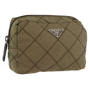 PRADA Pouch Nylon Khaki Auth AMZ393-1