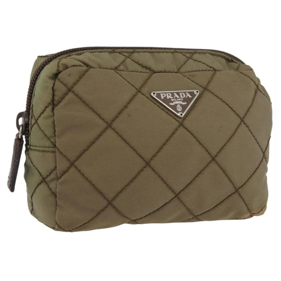 PRADA Pouch Nylon Khaki Auth AMZ393