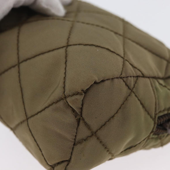 PRADA Pouch Nylon Khaki Auth AMZ393