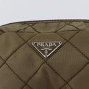 PRADA Pouch Nylon Khaki Auth AMZ393-13