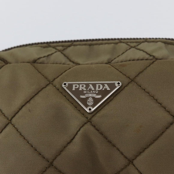 PRADA Pouch Nylon Khaki Auth AMZ393