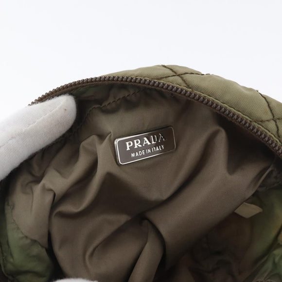 PRADA Pouch Nylon Khaki Auth AMZ393