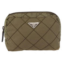 PRADA Pouch Nylon Khaki Auth AMZ393-2