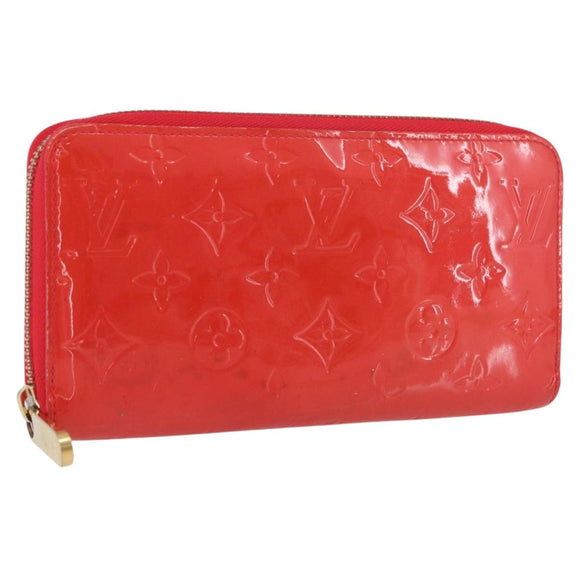 LOUIS VUITTON Vernis Zippy Wallet Rouge Grunadine M91732 LV Auth AMZ396