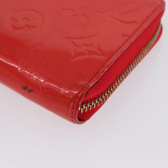LOUIS VUITTON Vernis Zippy Wallet Rouge Grunadine M91732 LV Auth AMZ396