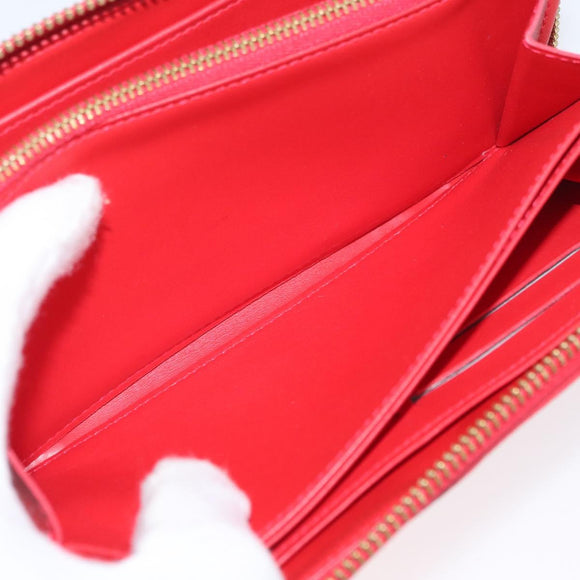 LOUIS VUITTON Vernis Zippy Wallet Rouge Grunadine M91732 LV Auth AMZ396