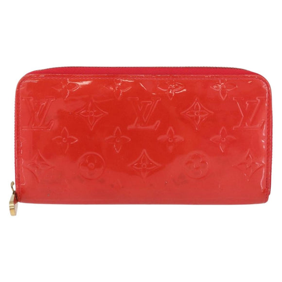 LOUIS VUITTON Vernis Zippy Wallet Rouge Grunadine M91732 LV Auth AMZ396