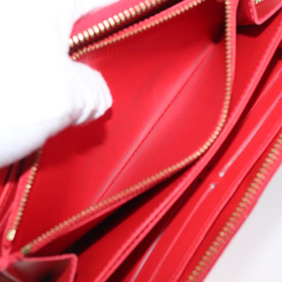 LOUIS VUITTON Vernis Zippy Wallet Rouge Grunadine M91732 LV Auth AMZ396