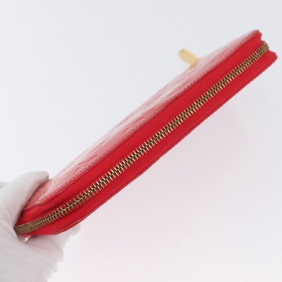 LOUIS VUITTON Vernis Zippy Wallet Rouge Grunadine M91732 LV Auth AMZ396