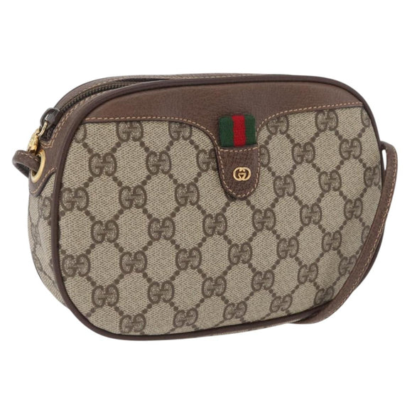 GUCCI GG Supreme Web Sherry Line Shoulder Bag PVC Beige 007 754 6112 Auth AMZ405