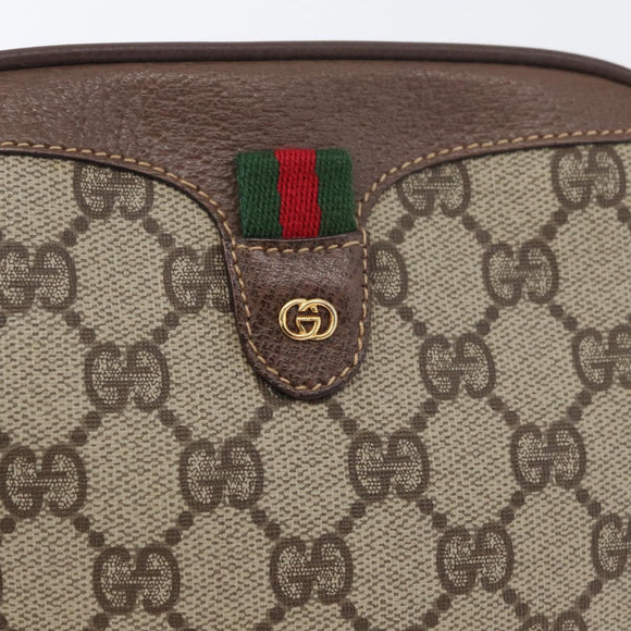 GUCCI GG Supreme Web Sherry Line Shoulder Bag PVC Beige 007 754 6112 Auth AMZ405