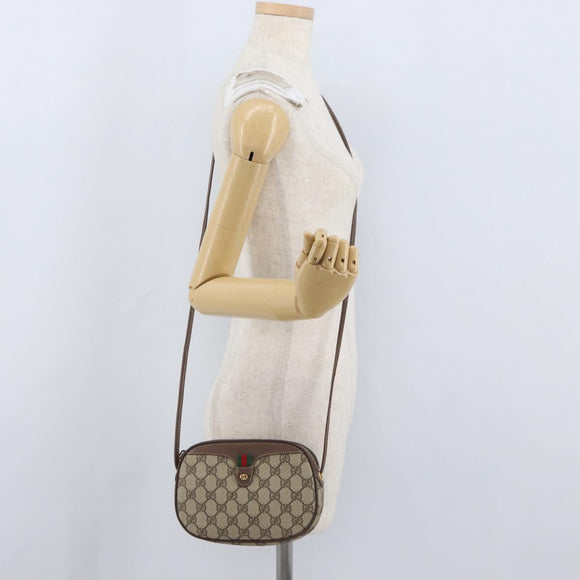 GUCCI GG Supreme Web Sherry Line Shoulder Bag PVC Beige 007 754 6112 Auth AMZ405