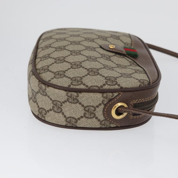 GUCCI GG Supreme Web Sherry Line Shoulder Bag PVC Beige 007 754 6112 Auth AMZ405